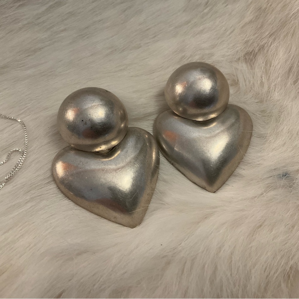Sterling Silver Puffy Heart SET - Picture 4 of 11